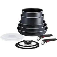 Tefal Topf-Set "Ingenio SoLight, Topf und Pfannenset abnehmbarer Griff, stapelbar" Set, 3x Pfannen 22/24/28cm, 2x Kasserollen 18/20cm, 4x Deckel, 2x Griffe, 11 Stk. tlg. Aluminium