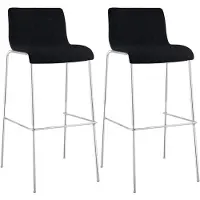 CLP 2er Set Barhocker Hover stapelbar Stoffbezüge Vierfußgestelle bis 150 kg | Farbe schwarz Gestell Farbe chrom