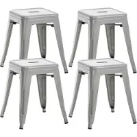 CLP 4er Set Hocker Armin aus Metall | Farbe silber