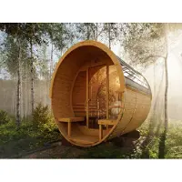 Palmako Naturbelassen 220 x 225 x 250 cm Fasssauna Ellipso 1, Fichtenholz Massivholz Saunafass, Garten Sauna für 2 Personen, inklusive 2 Liegen aus Espe und Fußboden