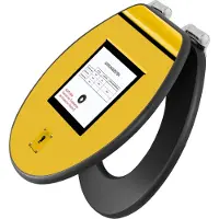 Banjado Design WC Sitz Anthrazit mit Absenkautomatik MDF - Briefkasten Gelb - hochwertiger MDF Klodeckel/WC-Sitz mit Universal Scharnieren für alle gängigen Toiletten [TDA 10051]