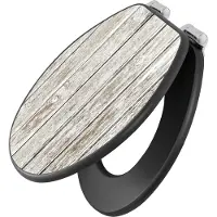 Banjado Design WC Sitz Anthrazit mit Absenkautomatik MDF - Weißes Holz - hochwertiger MDF Klodeckel/WC-Sitz mit Universal Scharnieren für alle gängigen Toiletten [TDA 12164]
