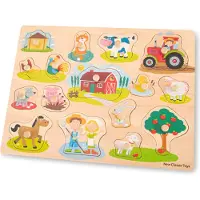 New Classic Toys Holz Knopfpuzzle Bauernhof - 16 TeileLernspielzeug