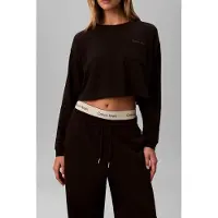 Calvin Klein Logo Jersey Long Sleeve Crop Black Größe: L | Longsleeves Outlet | Damen | Schwarz