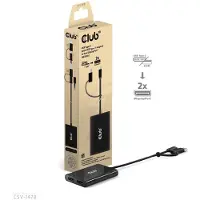 Club 3D CLUB3D USB Type-C (with USB Type-A adapter) to dual DisplayPort(4K60Hz) Video Splitter, USB Typ-C, 2x DisplayPort, 3840 x 2160 Pixel, Schwarz, 4K Ultra HD, 90 mm