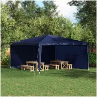 vidaXL Partyzelt-Seitenteil 2 Stk. 400 x 195 cm Blau PE und Stahl