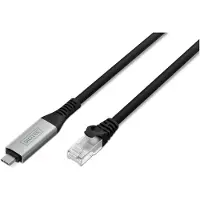 Digitus USB-C - RJ45 Ethernet Kabel, 1Gbit/s, 10m, 10 m, Cat6a, S/FTP (S-STP), RJ-45, Schwarz
