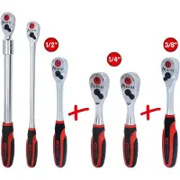 Ks Tools Monster Umschaltknarren-Satz, 6-tlg 1/4" + 3/8" + 1/2 Zoll