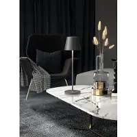 Perenz 2W 3000K Wiederaufladbare IP54 LED-Tischleuchte Serie 8124 Dunkelgrau, Modernes Metalldesign, Dimmbar per Touch -