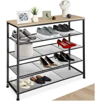 TecTake GmbH Schuhregal Sheffield 100x30,5x93cm - Industrial Holz hell, Eiche Sonoma 404296