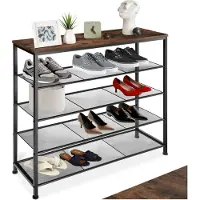 TecTake GmbH Schuhregal Sheffield 100x30,5x93cm - Industrial Holz dunkel, rustikal 404295