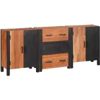 vidaXL Sideboard 3 stk. Braun 55 x 30 x 75 cm Massivholz Akazie