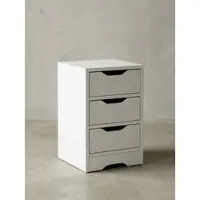 KADIMA DESIGN Nachttisch 3 Schubladen Modern Klein, Weiß 31x31x49 cm