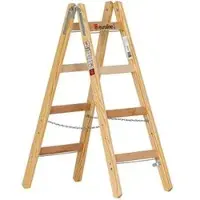 Euroline Holz-Sprossenstehleiter Nr. 12506 mit unterschiedlichem Sprossenabstand und ...