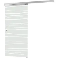 Inova Glasschiebetür 75,5 x 203,5 cm, Mistral Motiv, Komplettset mit Griffmuschel, ohne Softclose
