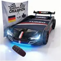 Coemo Autobett GTE Kinderbett im Rennwagen-Design mit Lattenrost Farbe Schwarz