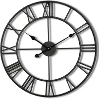 HomeShopXL HSXL - Große industrielle Wanduhr aus Metall - 60 cm - Schwarze Wanduhr Ø 60cm, moderne Uhr, dekorative Uhr, Metallwanduhr, Wohnuhr