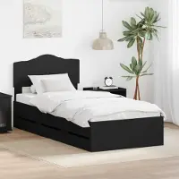 vidaXL Bettrahmen mit Schubladen Schwarz 100 x 200 cm Ingenieurs Holz