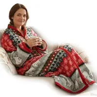 NYVI Ärmeldecke CozyBear - Kuscheldecke mit Ärmeln - TV Blanket mit Reißverschluss für Erwachsene & Kinder - TV Decke mit Ärmeln Farbe:Rot;Anzahl:1