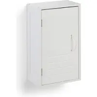 Relaxdays Hängeschrank Bad, verstellbare Ablage, Magnetverschluss, HxBxT: 50 x 30 x 18,5 cm, schmaler Wandschrank, weiß