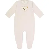 Sanetta Baby Strampler - Body, Baumwolle, Bär, Logo, Druckknöpfe, langarm, einfarbig Beige / 80