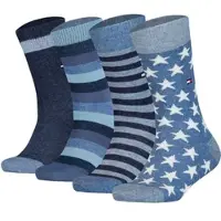 Tommy Hilfiger Kinder Socken, 4er Pack - Stripe & Stars Only Sock 4P, ECOM Blau / 23-26