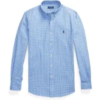 Ralph Lauren für Herren. 710928254004 Schmal geschnittenes blaues Popeline-Hemd aus Stretch-Popeline (L), Lässig, Baumwolle, Klassisch,