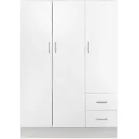 Dmora Kleiderschrank 3 Türen Dpavese, Schlafzimmermöbel, Geschlossener begehbarer Kleiderschrank, Kleiderschrank mit 3 Türen und 2 Schubladen, 120x50h170 cm, Weiß