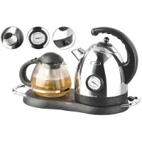 Rosenstein & Söhne Edelstahl-Wasserkocher WSK-300.set mit Teekanne
