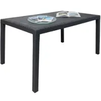 Dmora Gartentisch Dmachac, Rechteckiger Esstisch, Mehrzweck-Gartentisch in Rattan-Optik, 100 % Italy, 150x90h72 cm, Anthrazit