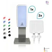 Blanc HYGIENIC SET: Desinfektionsspender SENSOR Cosmos (berührungslos) +2x1L Händedesinfektion+Edelstahlhalterung mit Auffangschale Wandmontage