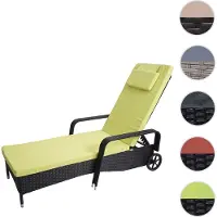 Mendler Poly-Rattan Sonnenliege Carrara, Relaxliege Gartenliege Liege, Alu anthrazit, Kissen hellgrün