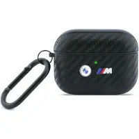 BMW Hülle für AirPods Pro 3, M Carbon Metal Logo, Schwarz Karbon
