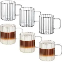 Wilmax Doppelwandige Thermoglas-Tasse mit Henkel – 400ml, 6er Set
