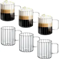 Wilmax Doppelwandige Thermoglas-Tasse mit Henkel – 300 ml, 6er Set