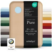 Schlafgut Spannbettlaken "PURE Bio-Baumwolle mit Elasthan, dehnbar blickdicht, straff, Bettlaken", PREMIUM Laken für Matratzen bis 30cm Höhe, in 90x200, 140x200, 180x200