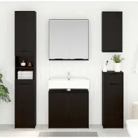 vidaXL Badezimmerschrank-Set 3 Stk. Schwarz Eichen-Optik Holzwerkstoff
