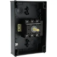 Eaton 207363 Sicherheitsschalter, P3, 63 A, 3-polig, 1 Schließer, 1 Öffner, NOT-AUS-Funktion, mit rotem Drehgriff und gelbem Sperrkranz