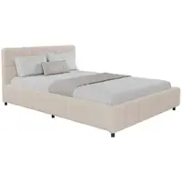 Juskys Polsterbett Florenz 140 x 200 cm mit Matratze, Bouclé, Bubble Design & modern – Beige