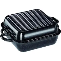 Riess 0110-022 Bratpfanne mit Deckel 26/26, Classic, Profi, Schwarz / Bratform