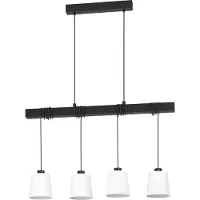 Eglo Pendelleuchte Townshend 8, 4-flammige Hängelampe, Esszimmerlampe mit Holzbalken, Esstischlampe, Hängeleuchte mit E27