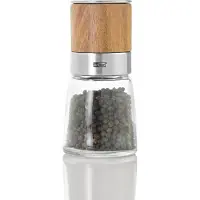AdHoc Pfeffer- / Salzmühle Akasia, CeraCut Ceramic Mahlwerk, Akazienholz/Edelstahl/Glas, D: 6,5 cm, H: 13,5 cm