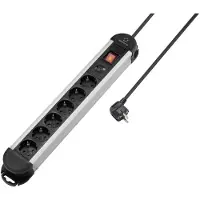 Renkforce RF-6417718 Überspannungsschutz-Steckdosenleiste 6fach Schwarz, Aluminium Schutzkontakt 1 St. (RF-6417718)