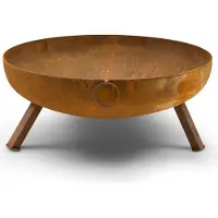 TheFavilla – Feuerschale Bombe aus Cortenstahl (4,00 mm) – Feuerstelle für Garten & Terrasse, Ø 79 cm – 26 KG- Wetterfest, Rostoptik, langlebig