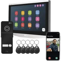 Emos GoSmart Video-Türsprechanlage mit WiFi und App, wasserdichte Full-HD Kamera (2MP/1080p) mit RFID-Chips, Monitor mit 7'' LCD-Farbdisplay, H4020