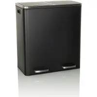 Hjh OFFICE Mülleimer 60 Liter CLEAN XI Abfalleimer Mülltrenner rechteckig für Küche, Büro mit Step-On 65.5 x 59.0 x 32.0 cm