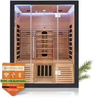Artsauna Infrarotkabine Helsinki 150 Dual Technologie, LED - Infrarotsauna 150x150 cm - 1 Bank, 2 Liegen für 3 Personen - Wärmekabine Schwarz Black