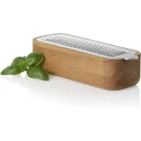 AdHoc Tisch-Feinreibe CutnServe, mit Auffangbehälter, mit original PreciseGrate, Edelstahl/Akazienholz, L: 18 cm, B: 6,8 cm, H: 5 cm