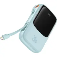 Baseus Powerbank Qpow Pro (PPQD030003) – Lightning, USB-C, USB-A, 20.000 mAh, 20 W, USB-C/Lightning-Kabel 3 A, blau