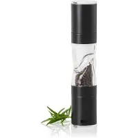 AdHoc Pfeffer- und Salz-Doppelmühle Duomill Pure, CeraCut Ceramic Mahlwerke, Edelstahl schwarz/Acryl, D: 4,5 cm, H: 22 cm